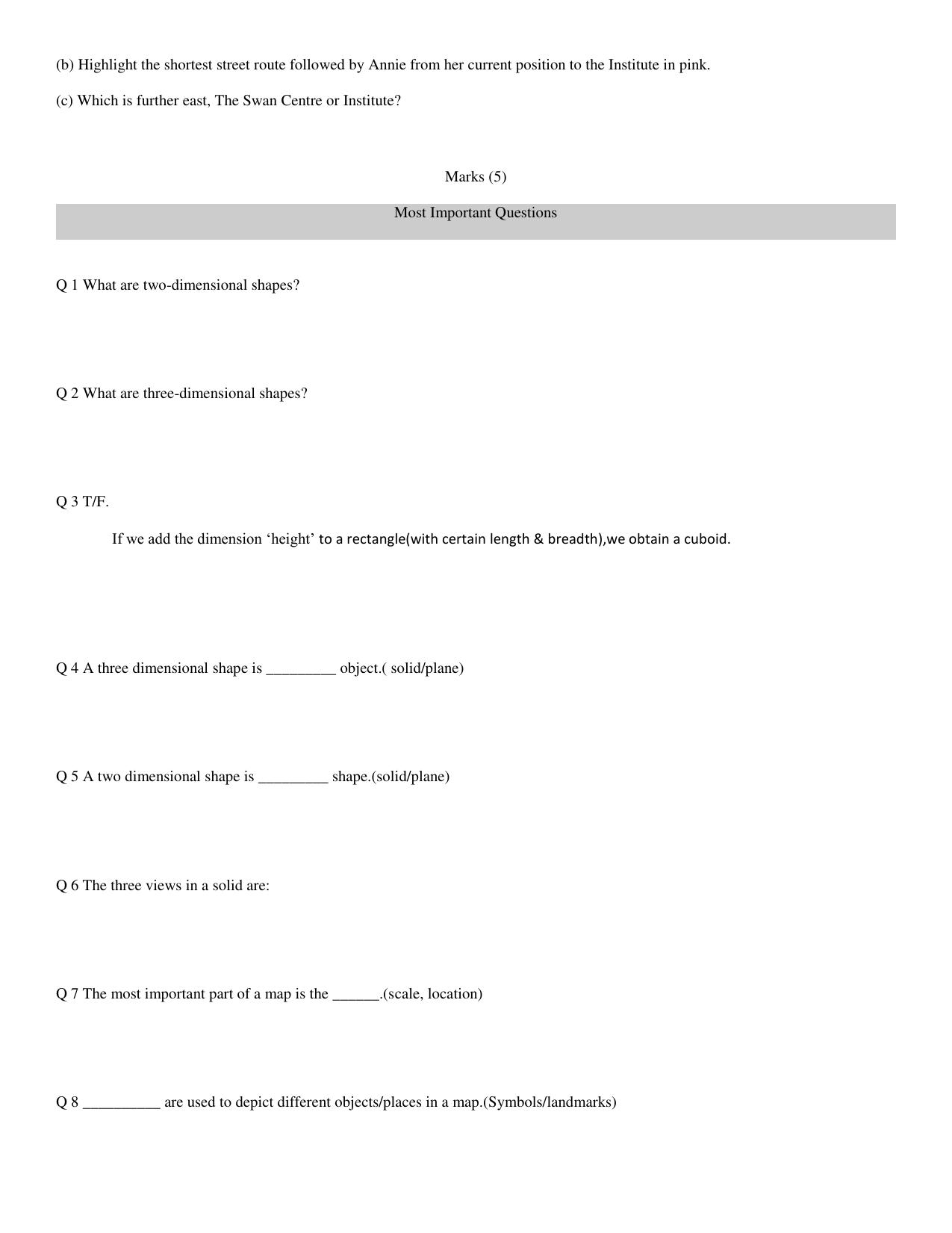 CBSE Worksheets for Class 8 Mathematics Visualizing Solid Shapes Assignment - Page 7