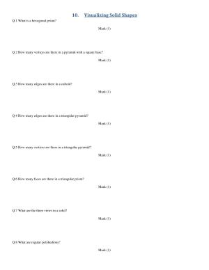 CBSE Worksheets for Class 8 Mathematics Visualizing Solid Shapes Assignment