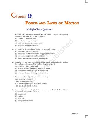 NCERT Exemplar Book for Class 9 Science: Chapter 9 Force and Laws of Motion