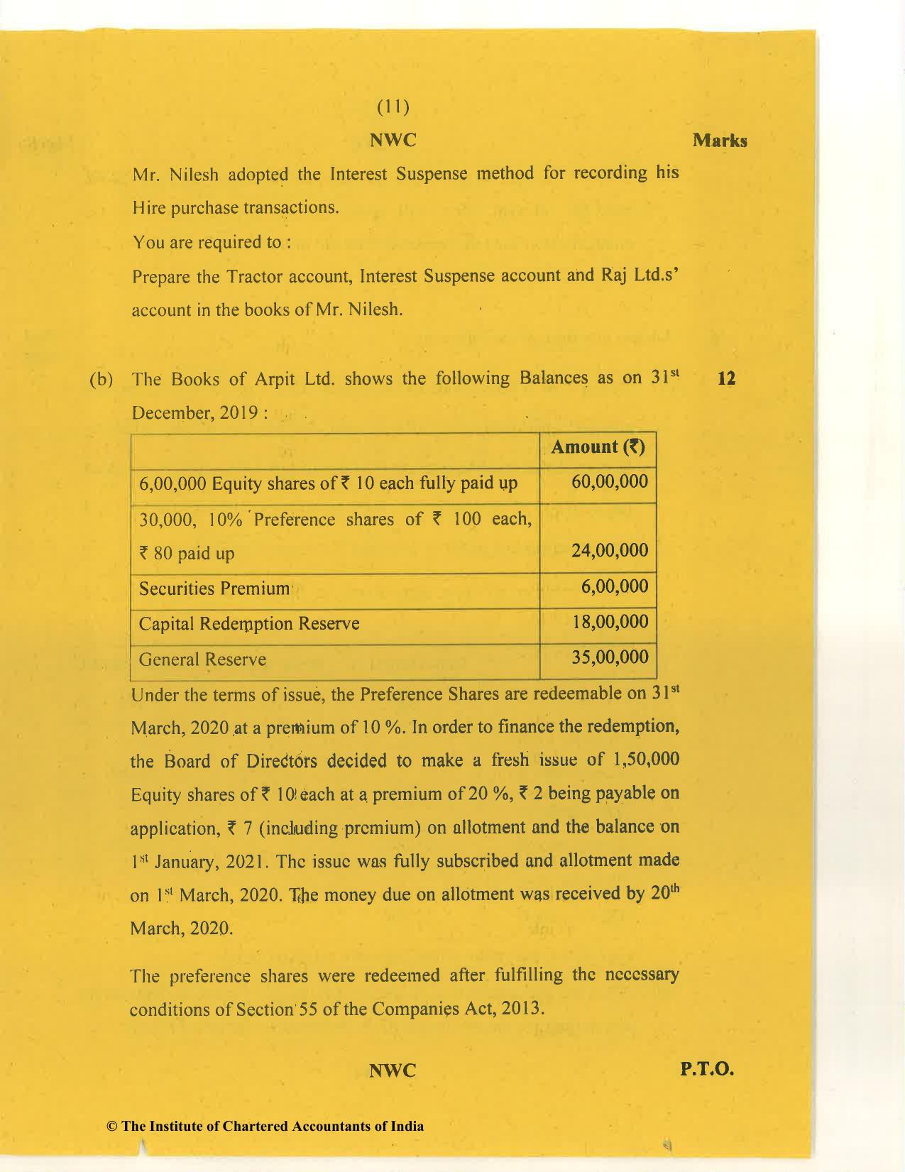 CA Inter Nov 2020 Question Paper - Paper 1 – Accounting - Page 11
