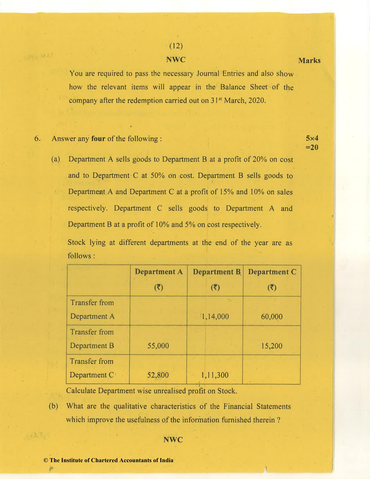 CA Inter Nov 2020 Question Paper - Paper 1 – Accounting - Page 12