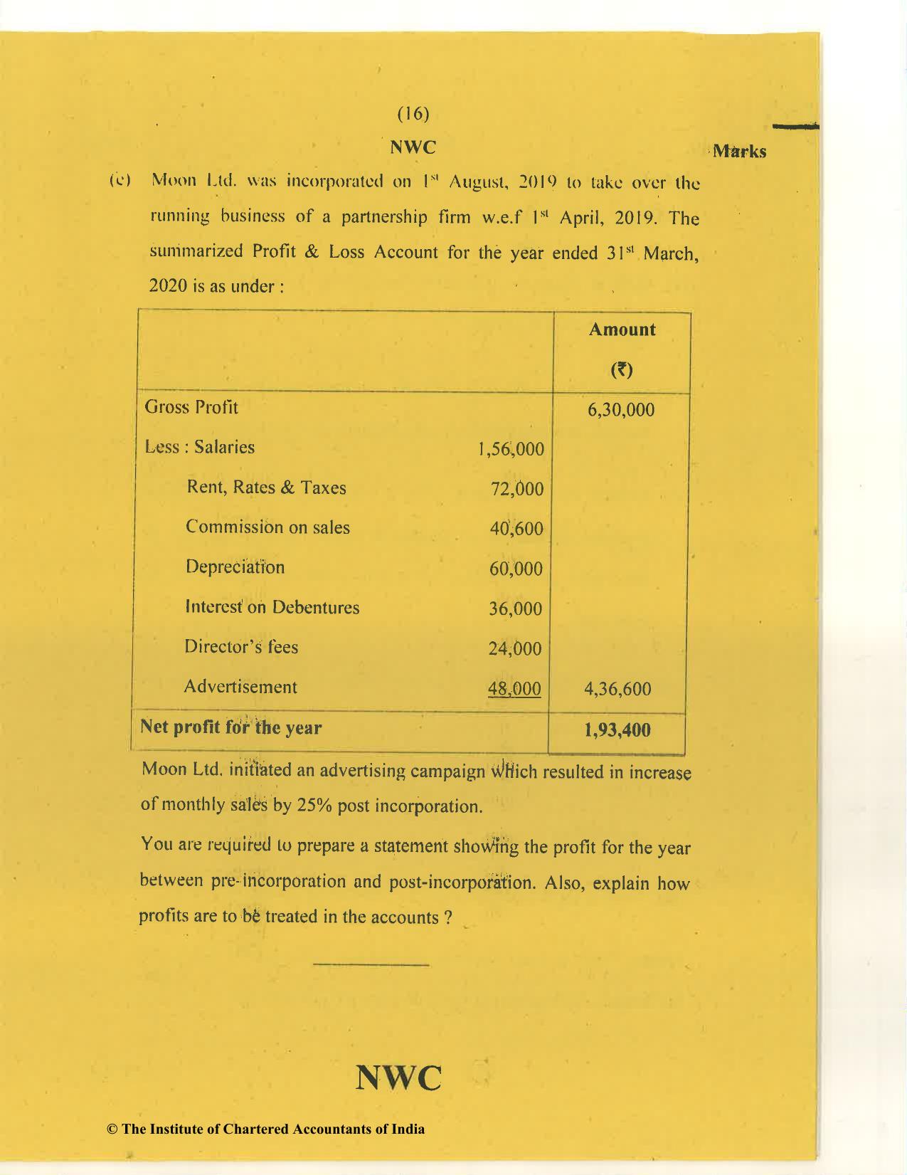 CA Inter Nov 2020 Question Paper - Paper 1 – Accounting - Page 16