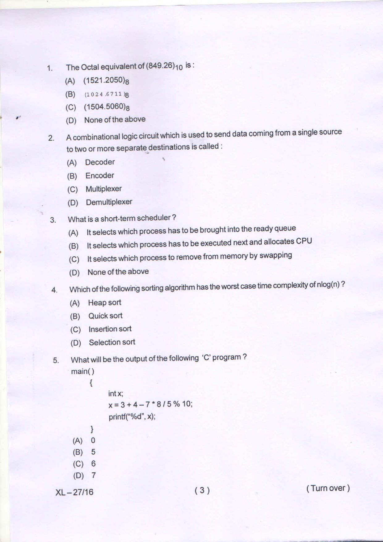 Odisha CPET COMPUTER-SCIENCE 2020 Question Paper - Page 4