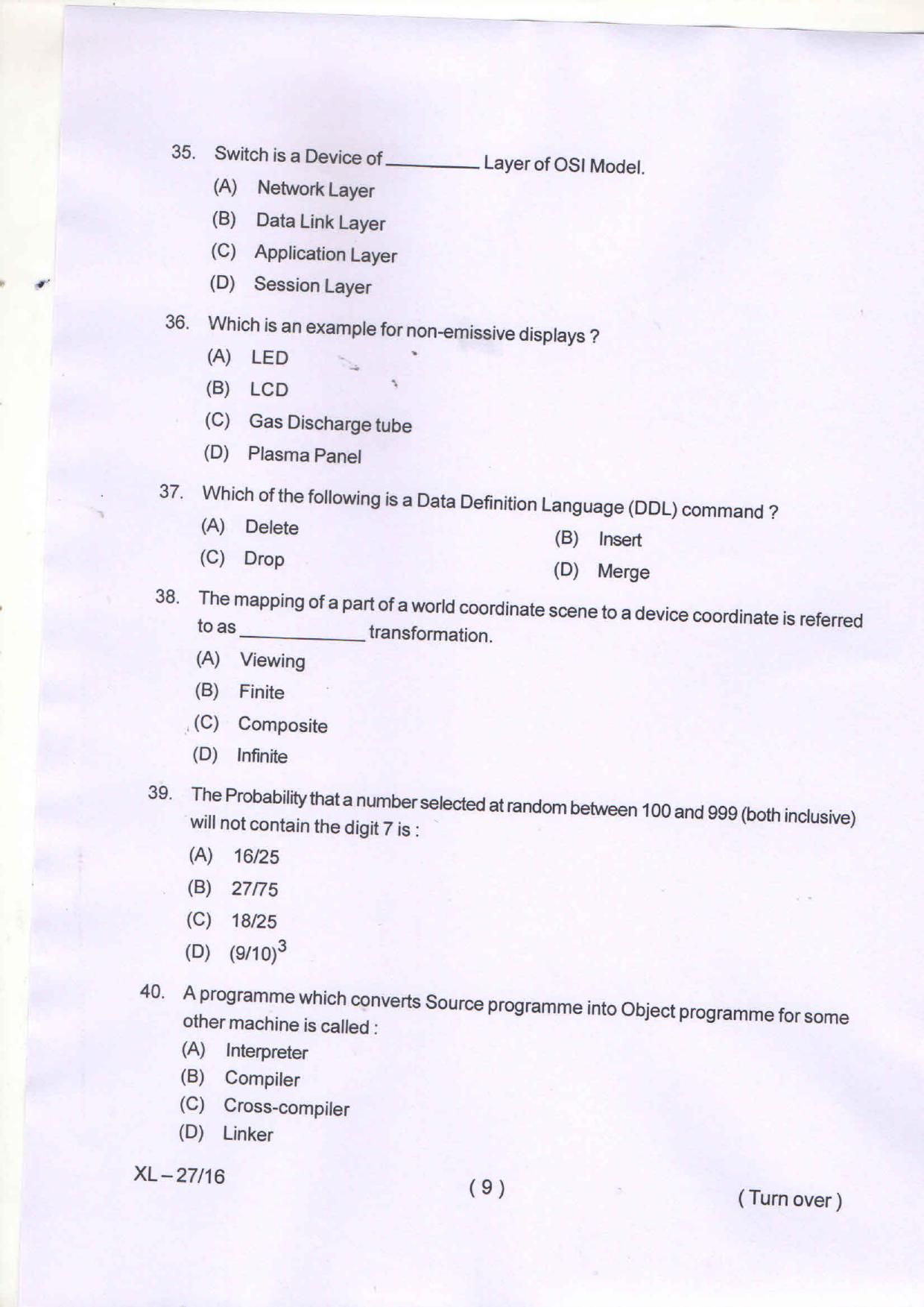 Odisha CPET COMPUTER-SCIENCE 2020 Question Paper - Page 10