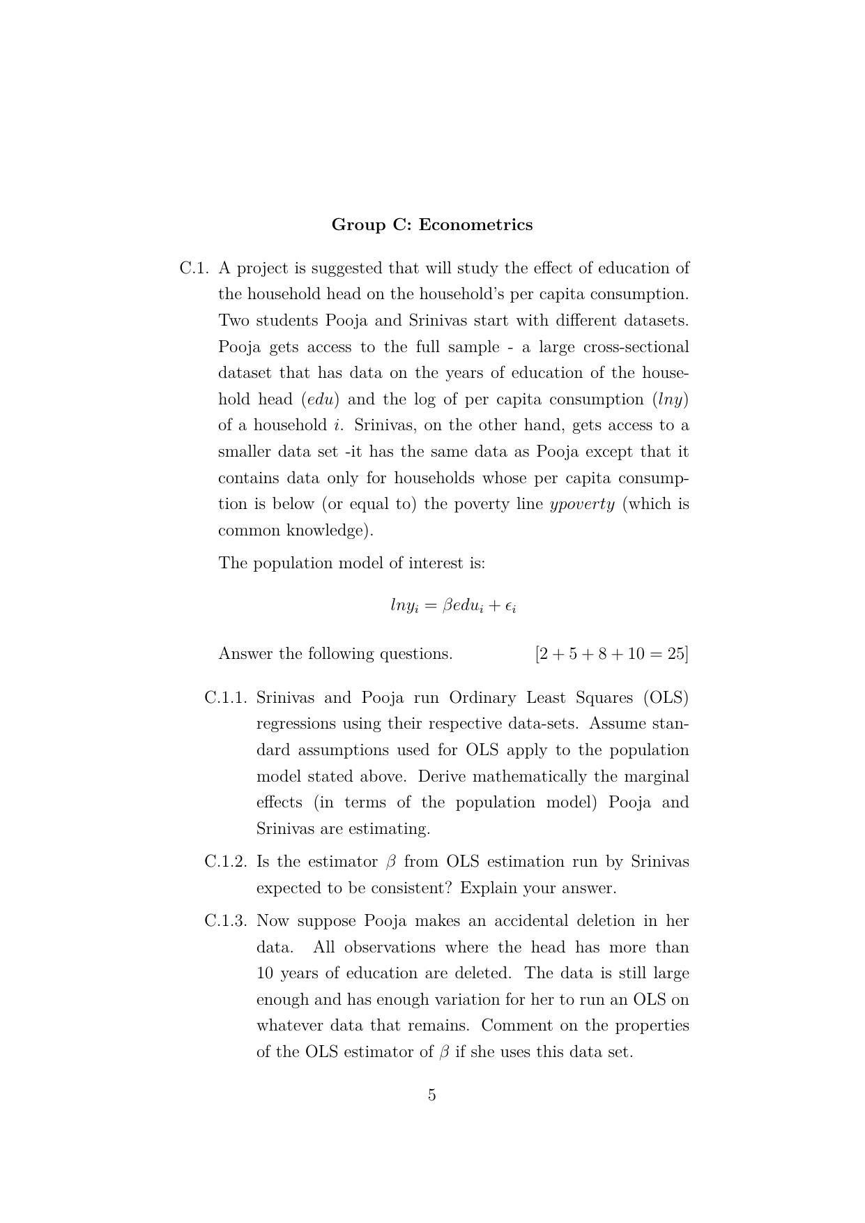 ISI Admission Test JRF in Quantitative Economics QEB 2022 Sample Paper - Page 5