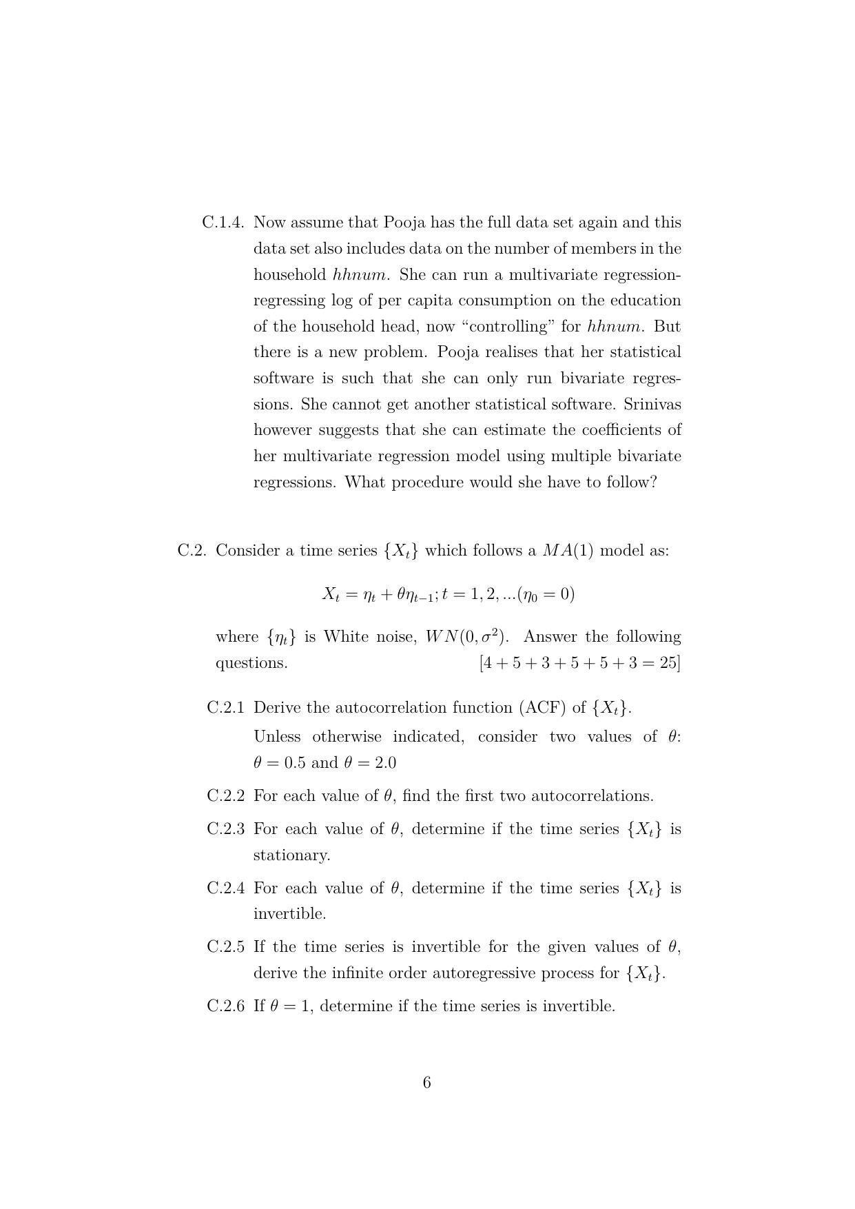 ISI Admission Test JRF in Quantitative Economics QEB 2022 Sample Paper - Page 6