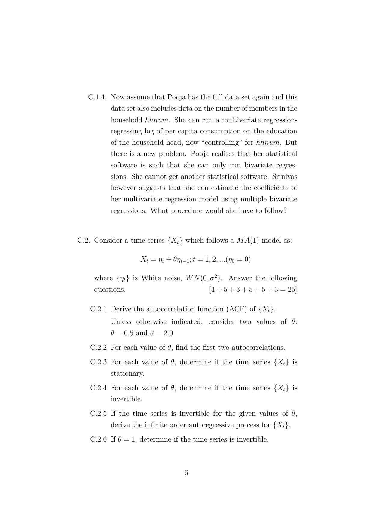 ISI Admission Test JRF in Quantitative Economics QEB 2022 Sample Paper - Page 6