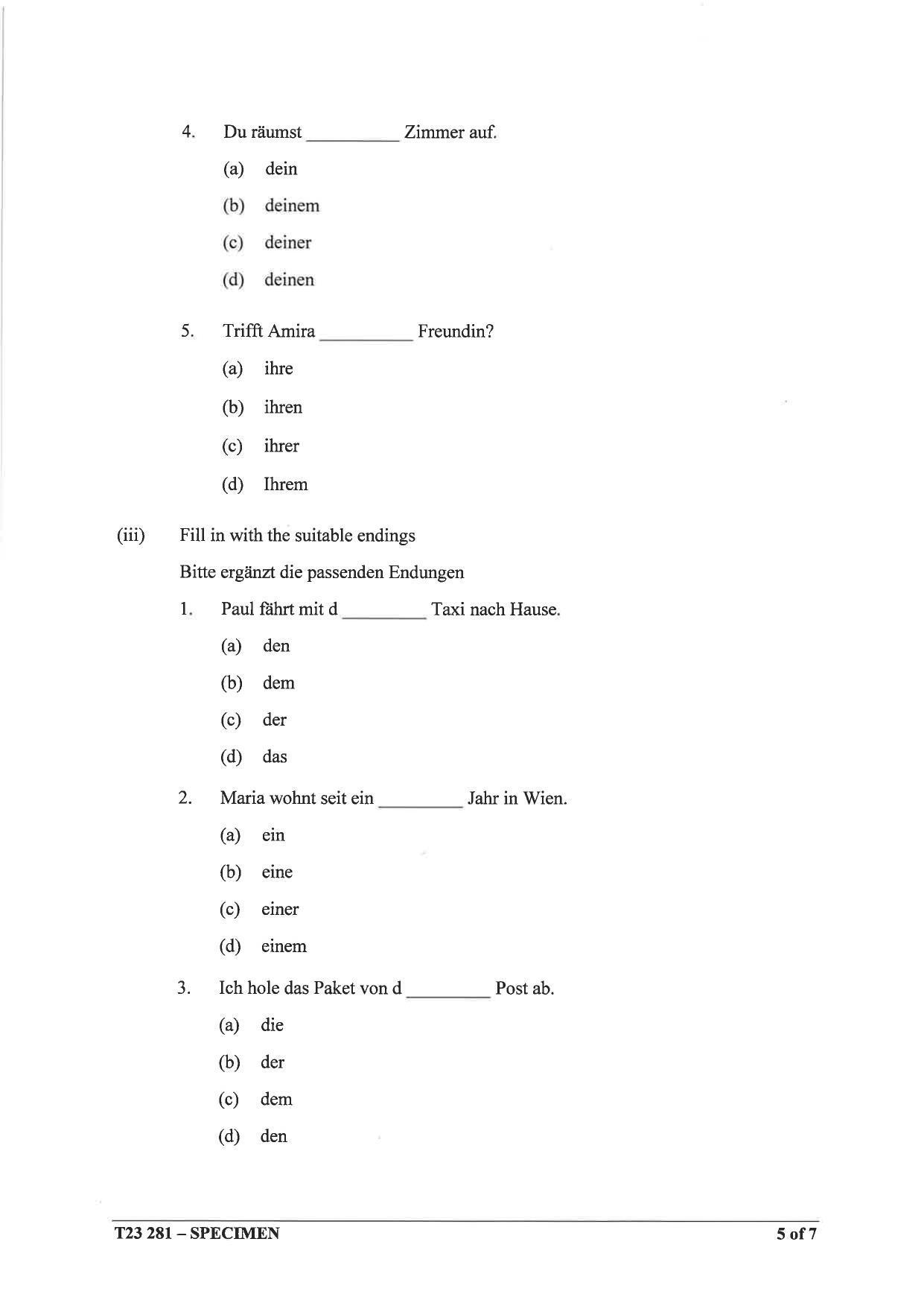 ICSE Class 10 German Sample Paper 2023 - Page 5