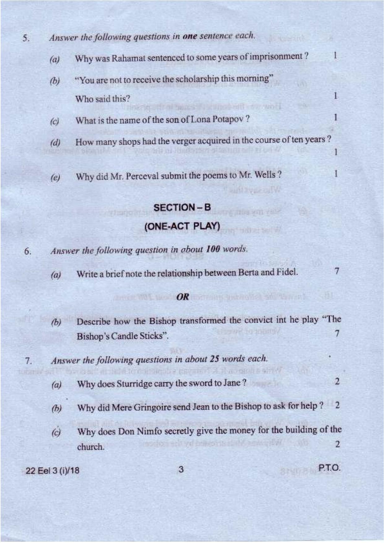 COHSEM Class 12	Elective English 2018 Question Papers - Page 3