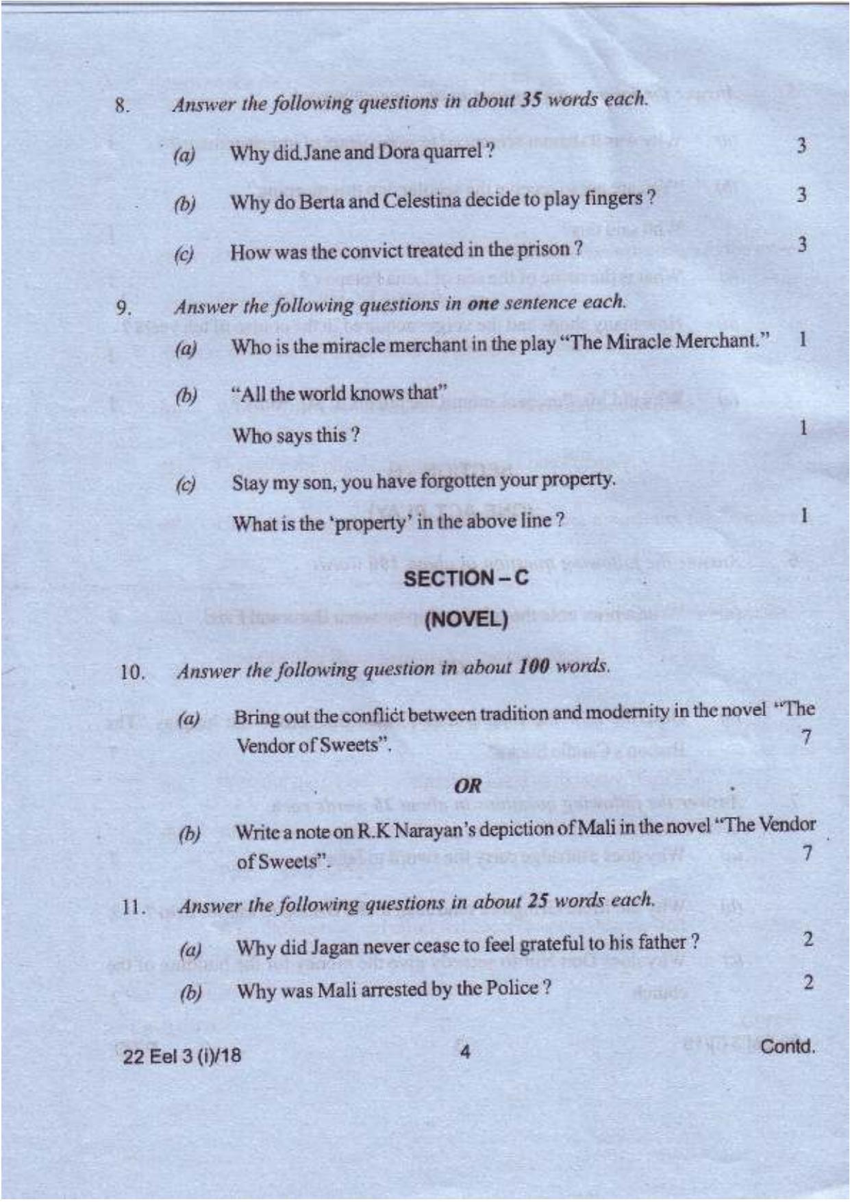 COHSEM Class 12	Elective English 2018 Question Papers - Page 4