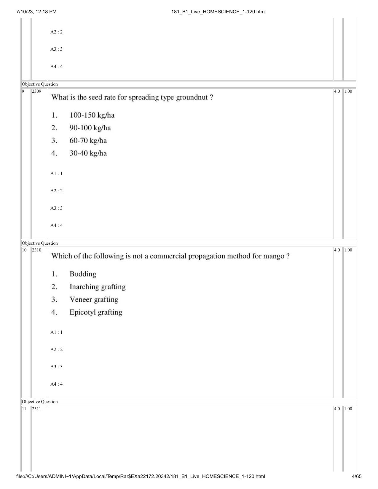 ICAR AIEEA PG 2023 HOME SCIENCE Question Paper - Page 4