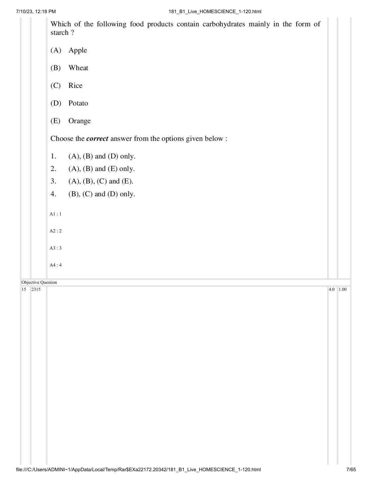 ICAR AIEEA PG 2023 HOME SCIENCE Question Paper - Page 7