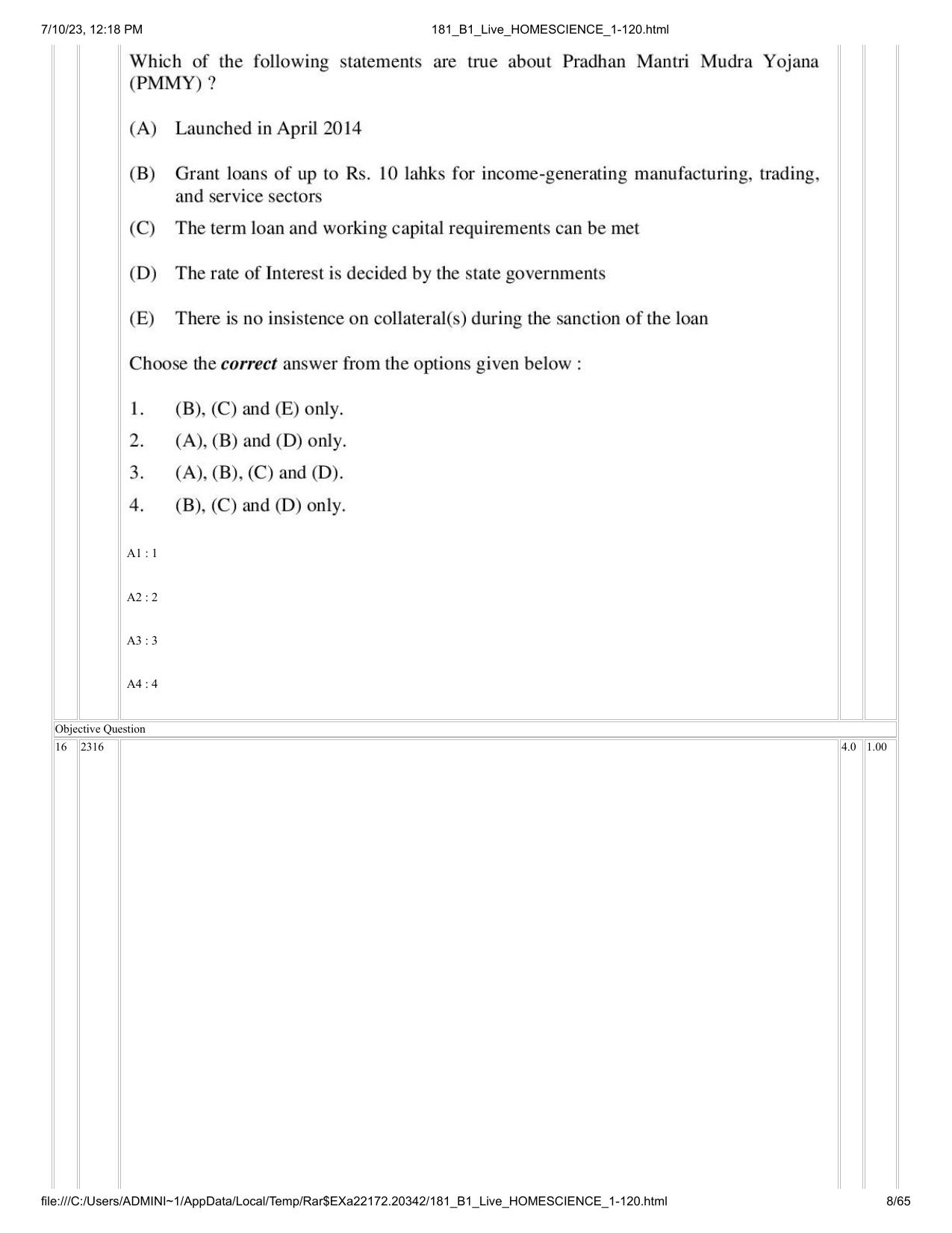 ICAR AIEEA PG 2023 HOME SCIENCE Question Paper - Page 8