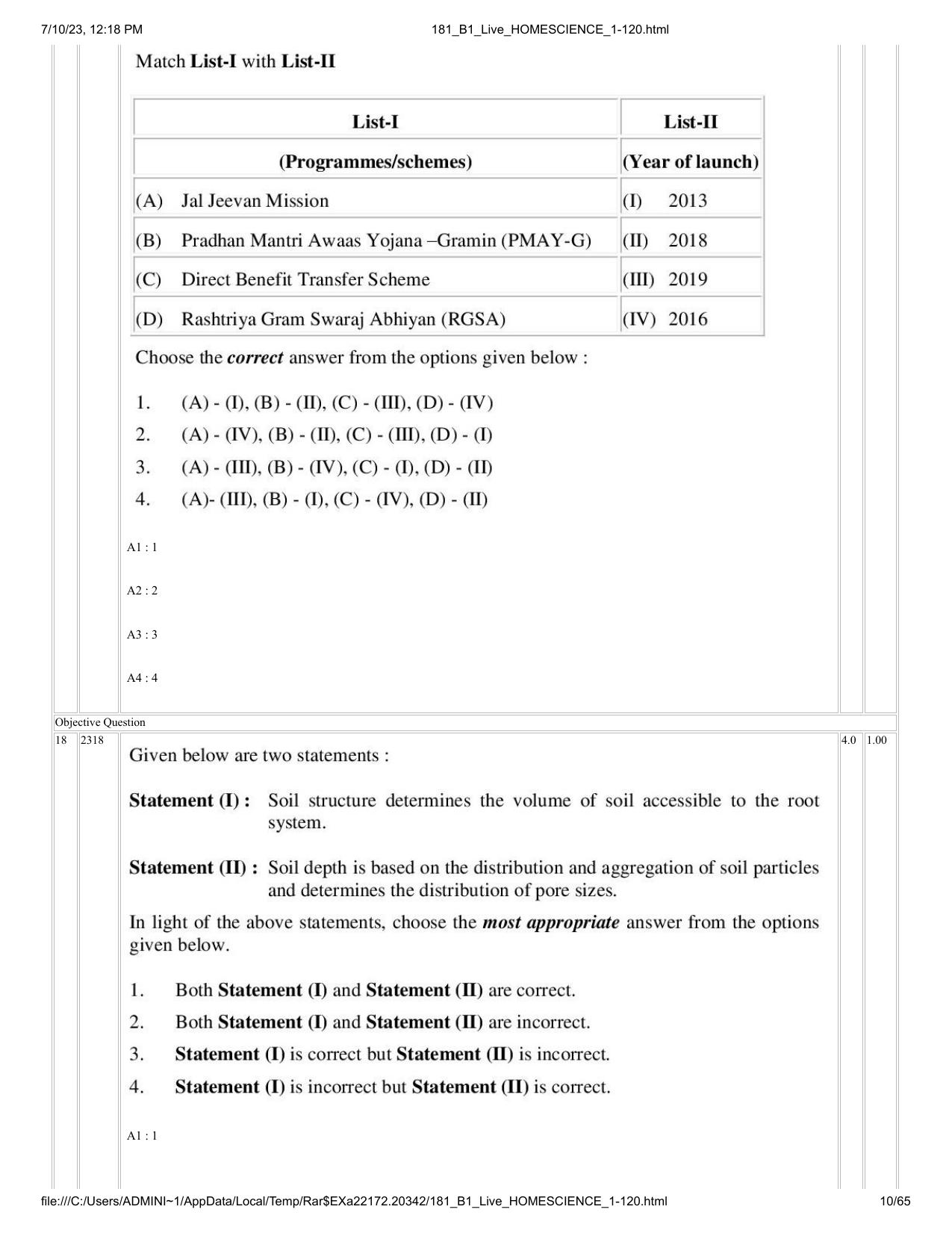 ICAR AIEEA PG 2023 HOME SCIENCE Question Paper - Page 10