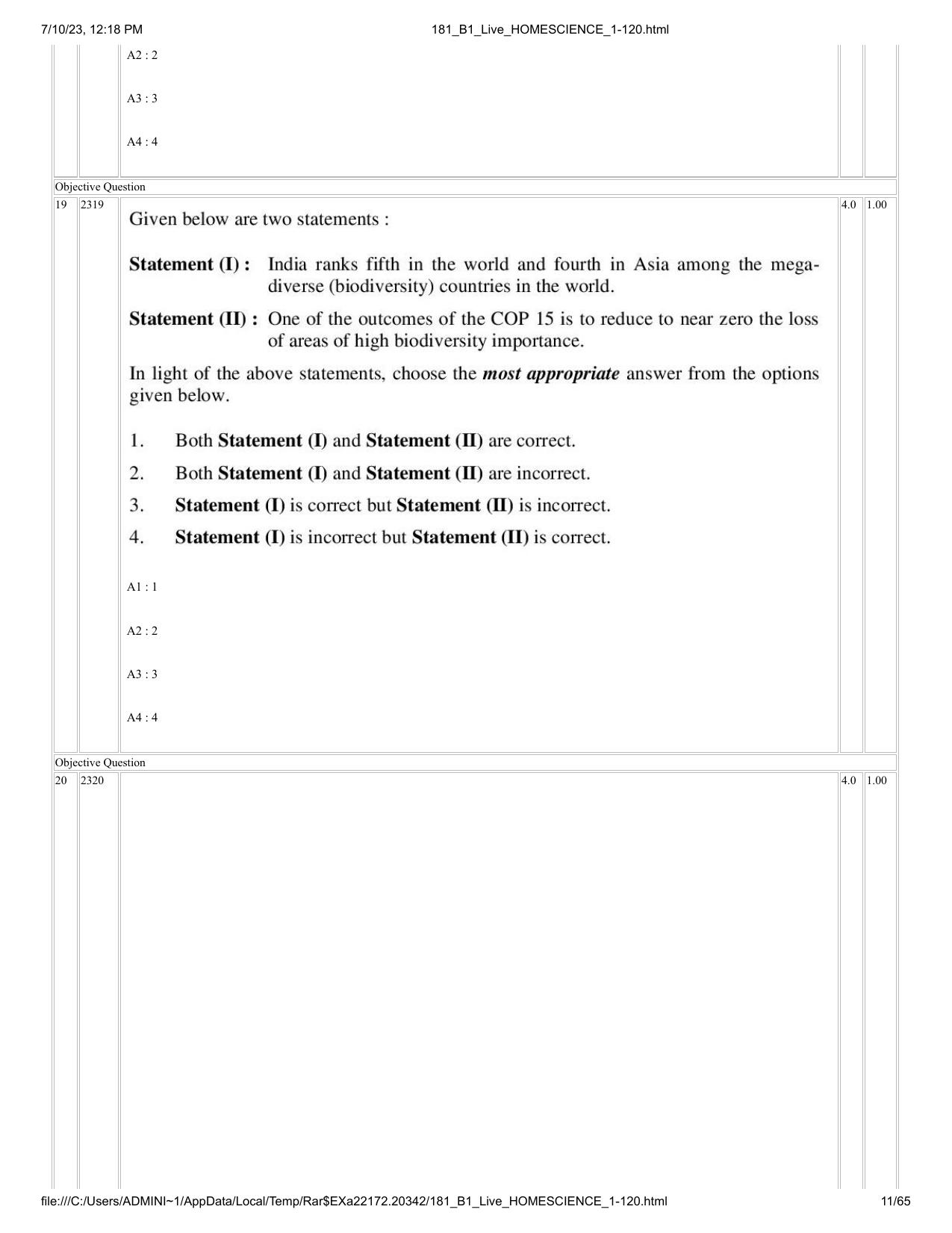 ICAR AIEEA PG 2023 HOME SCIENCE Question Paper - Page 11