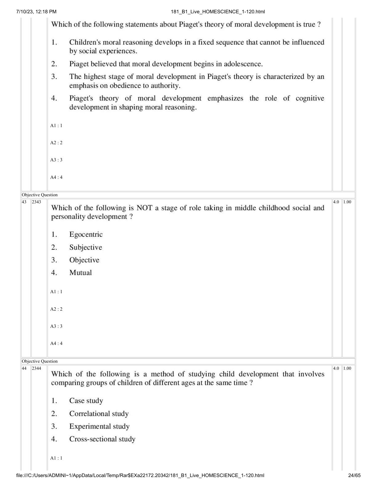 ICAR AIEEA PG 2023 HOME SCIENCE Question Paper - Page 24