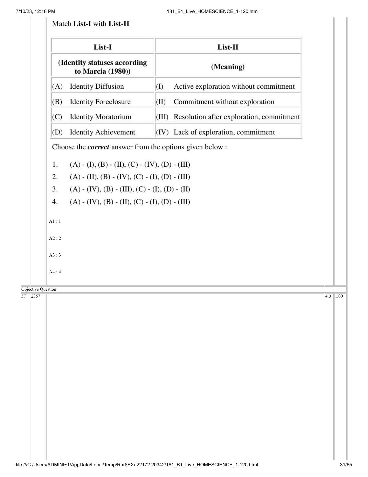 ICAR AIEEA PG 2023 HOME SCIENCE Question Paper - Page 31