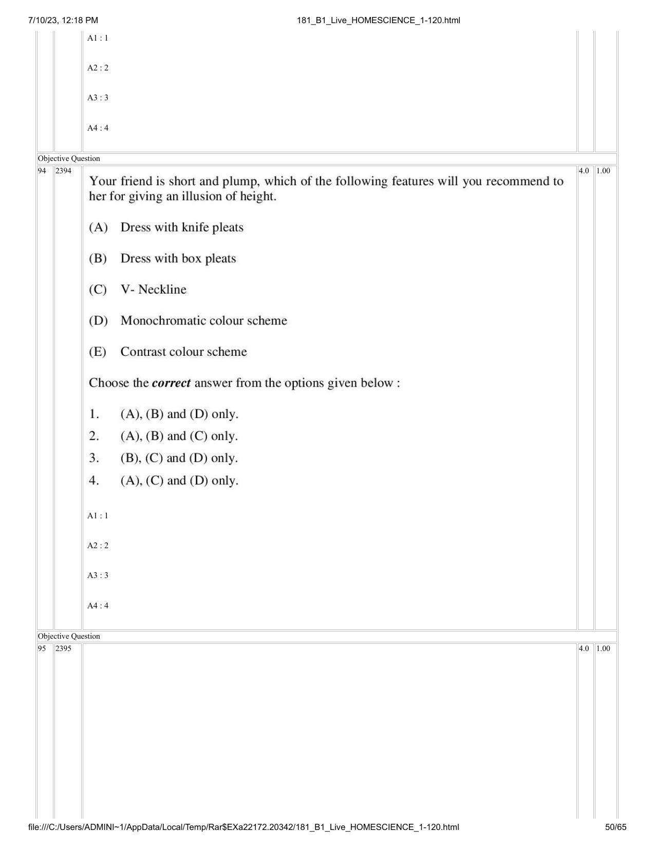 ICAR AIEEA PG 2023 HOME SCIENCE Question Paper - Page 50