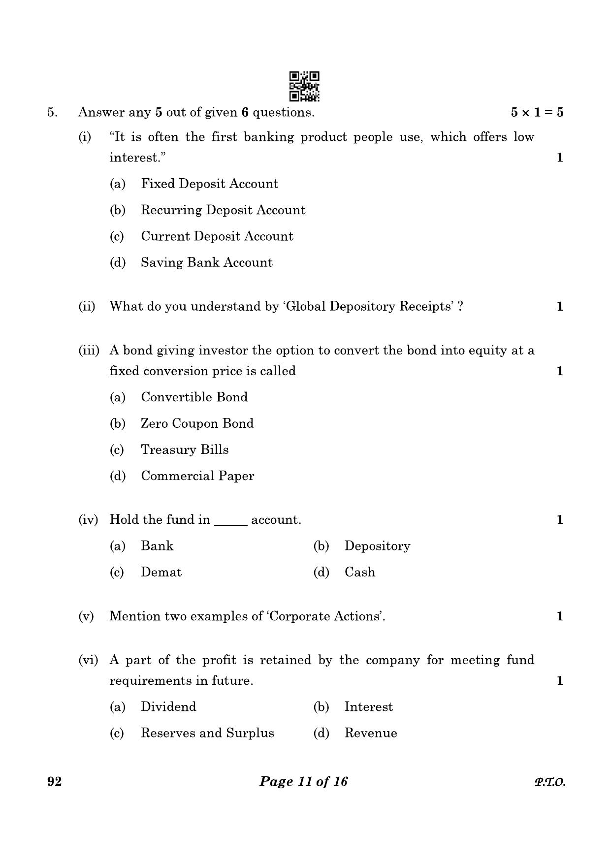 CBSE Class 10 92 Introduction To Financial Markets 2023 Question Paper - Page 11