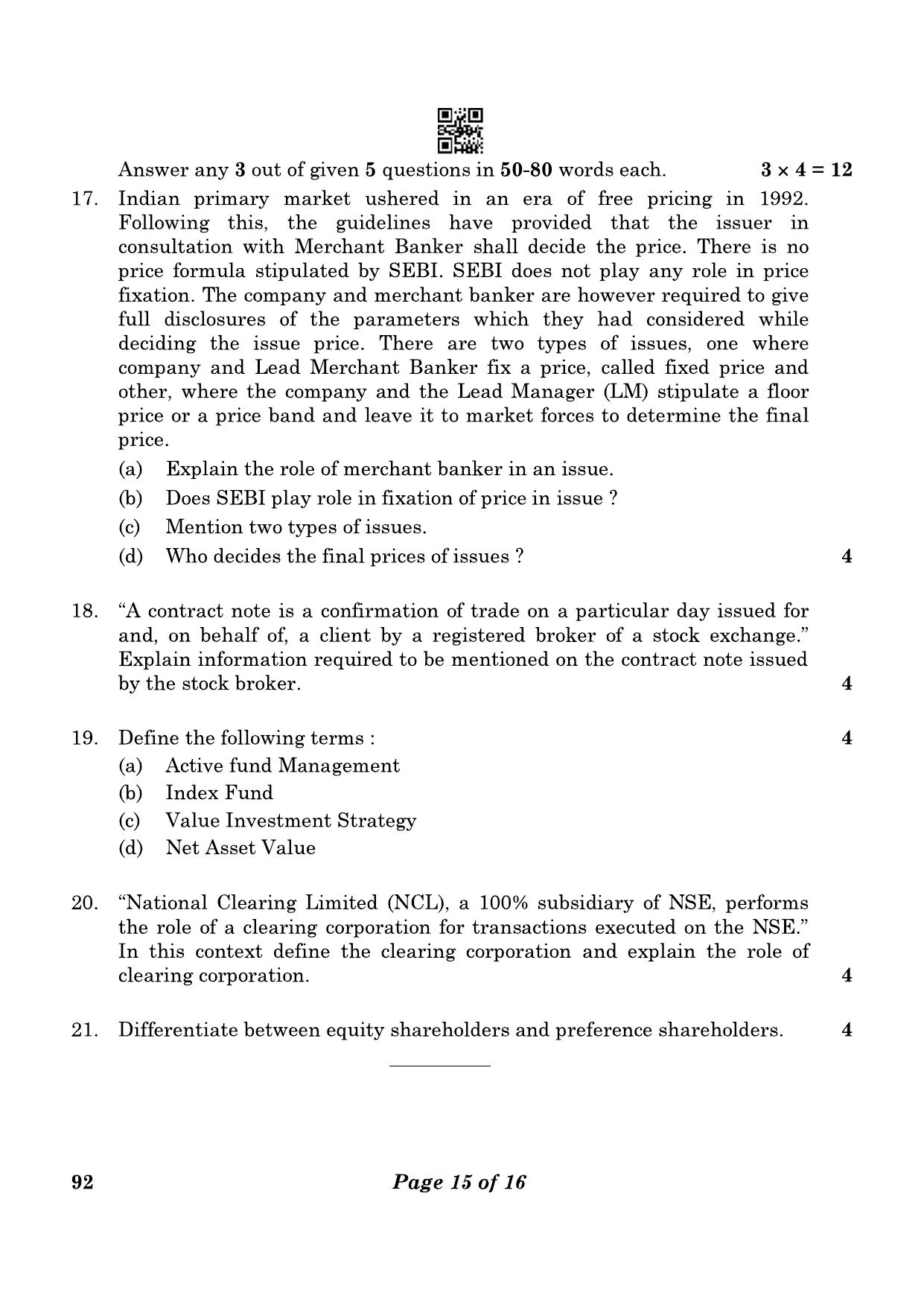 CBSE Class 10 92 Introduction To Financial Markets 2023 Question Paper - Page 15