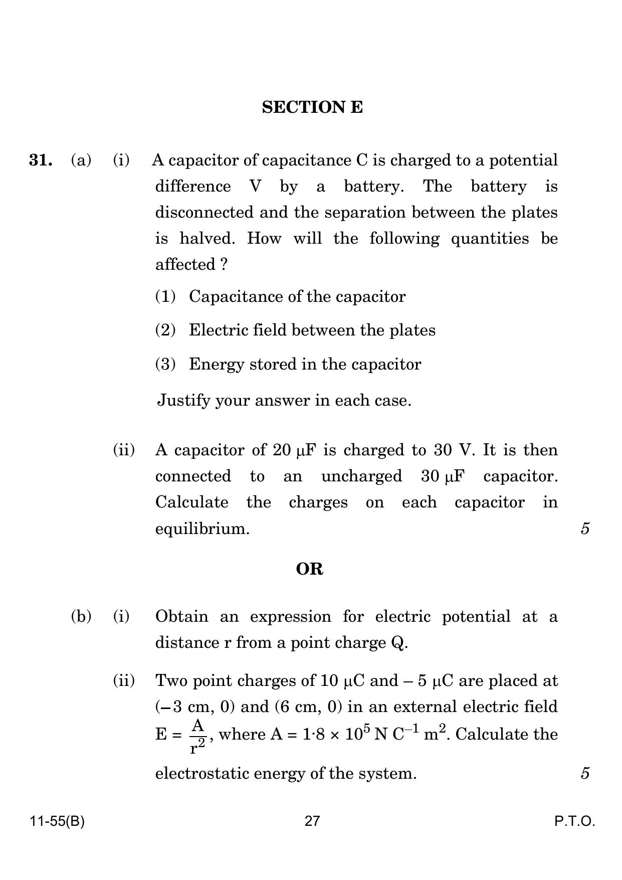 CBSE Class 12 B Physics for VI 2024 Question Paper - Page 27