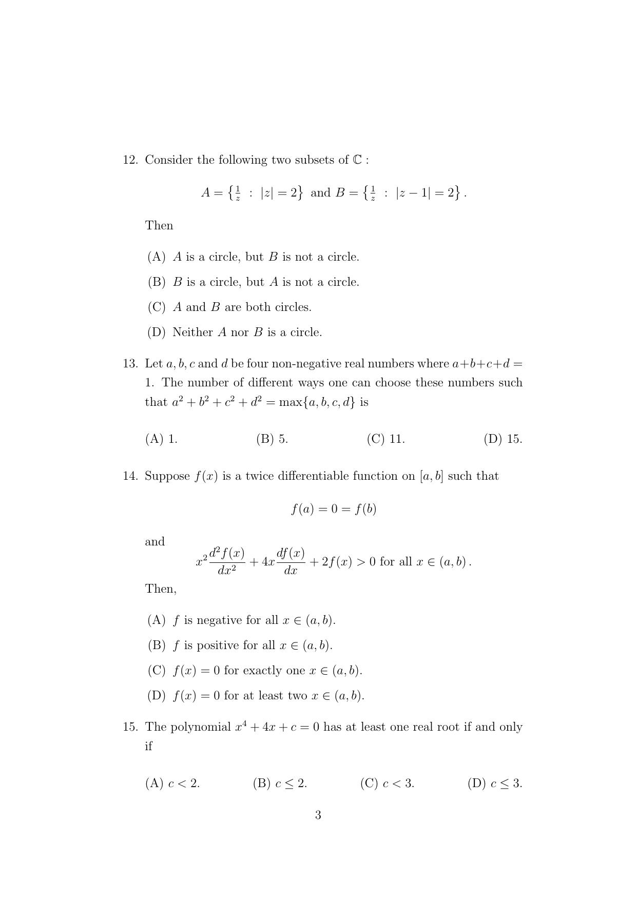 ISI Admission Test B.Stat UGA 2021 Sample Paper - Page 3
