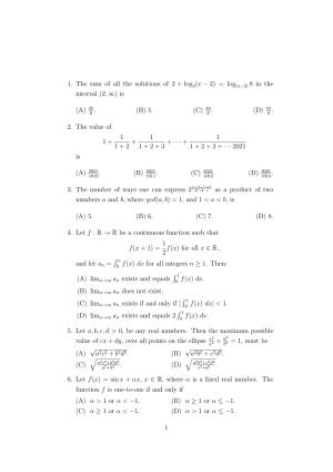 ISI Admission Test B.Stat UGA 2021 Sample Paper