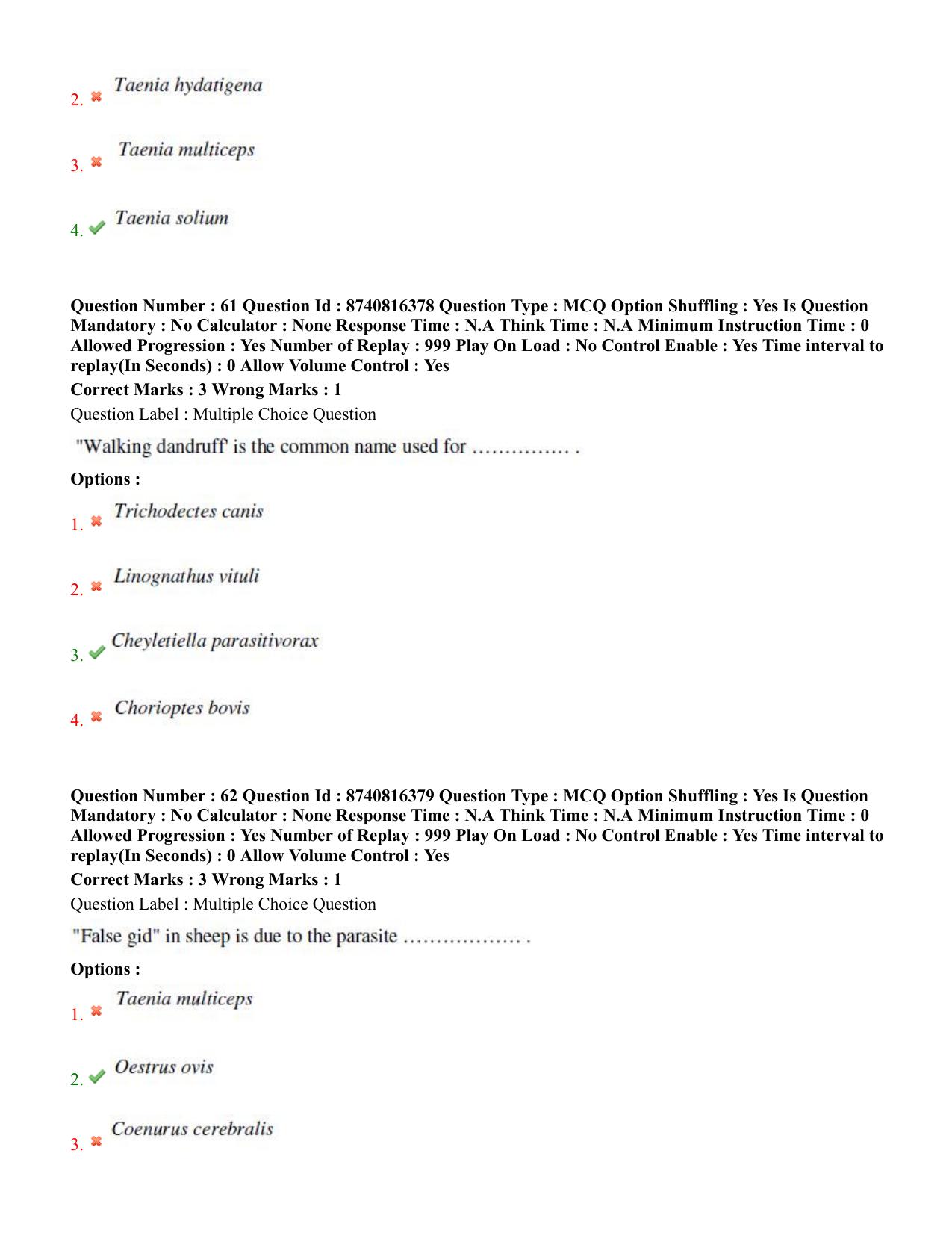 BHU RET Veterinary Parasitology 2020 Question Paper - Page 37