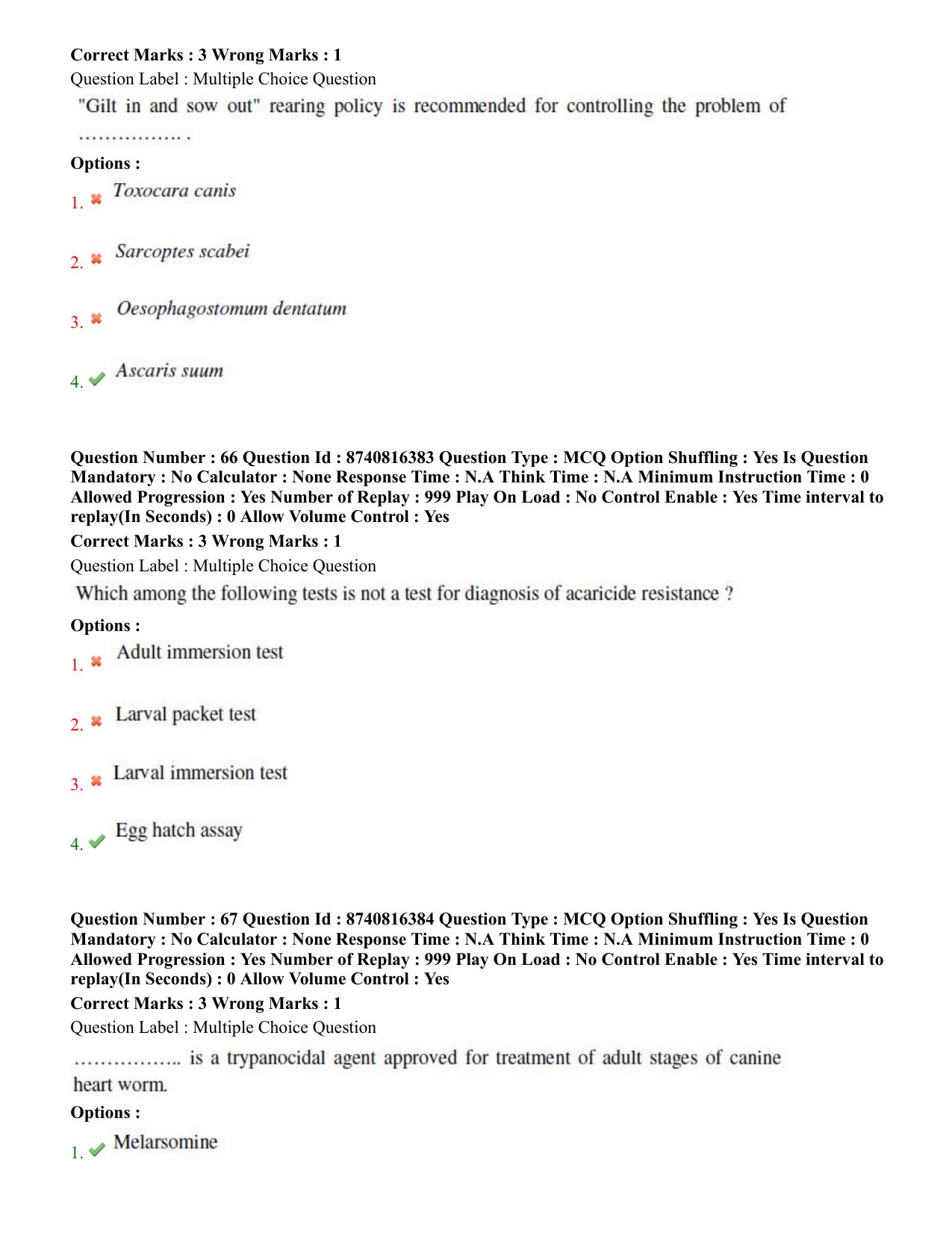 BHU RET Veterinary Parasitology 2020 Question Paper - Page 39