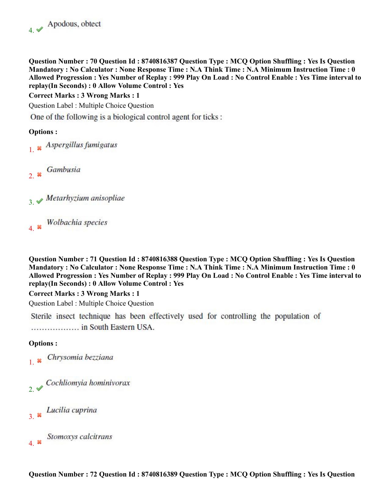BHU RET Veterinary Parasitology 2020 Question Paper - Page 41