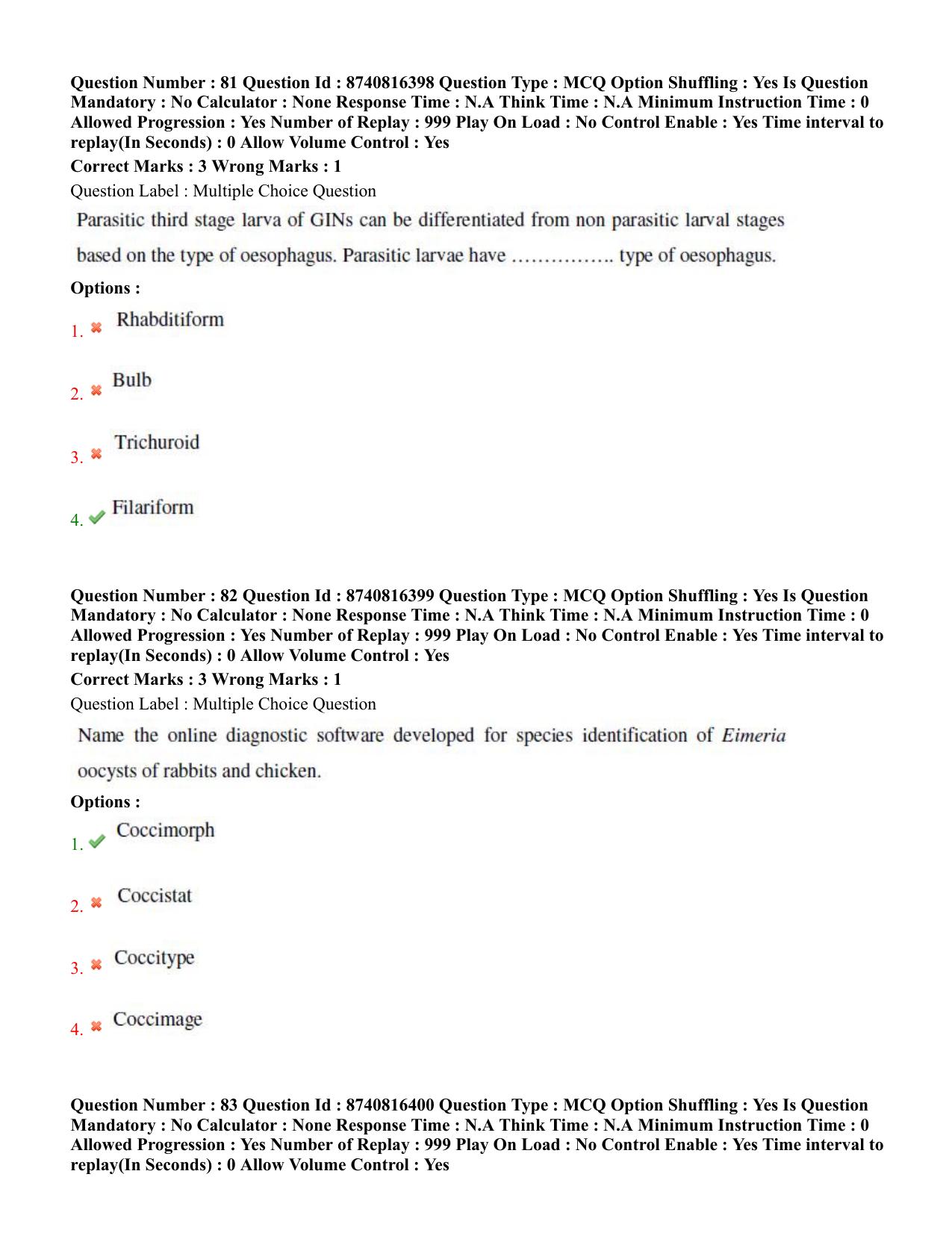 BHU RET Veterinary Parasitology 2020 Question Paper - Page 46