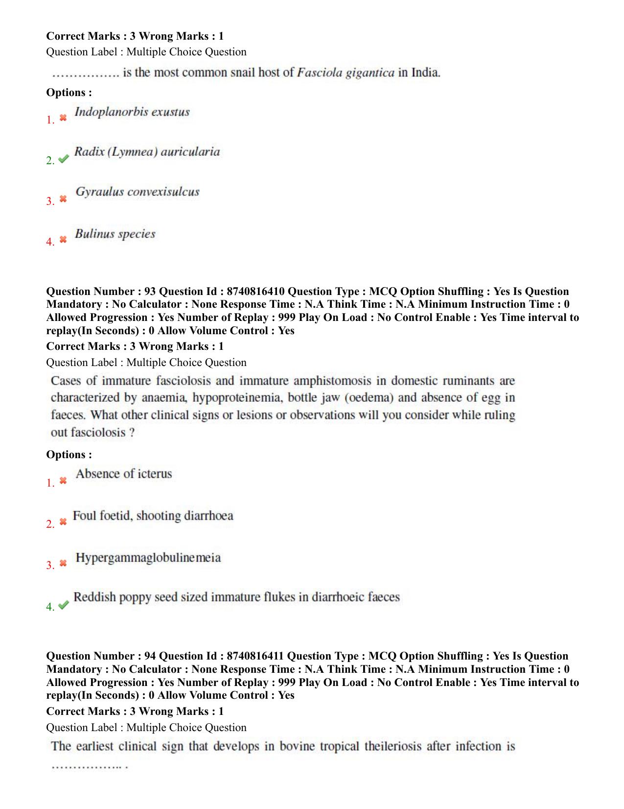 BHU RET Veterinary Parasitology 2020 Question Paper - Page 51