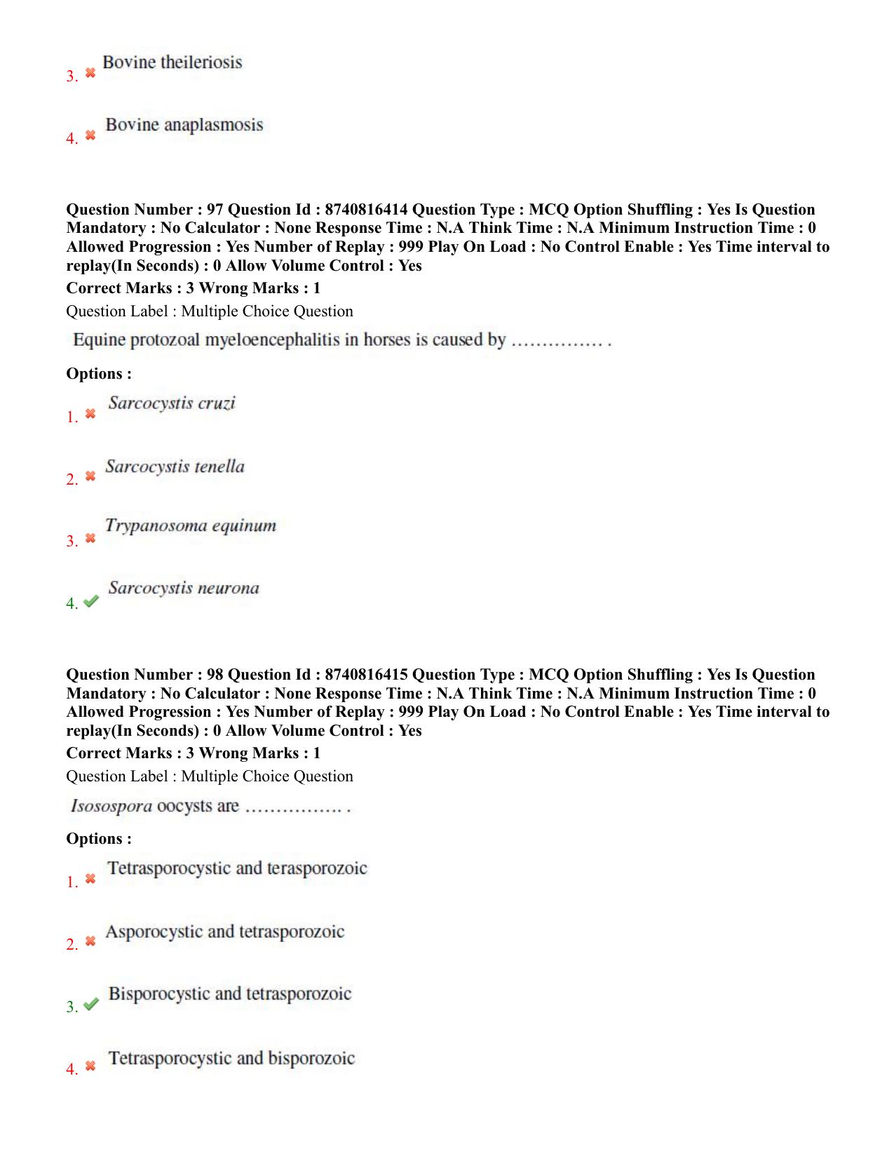 BHU RET Veterinary Parasitology 2020 Question Paper - Page 53