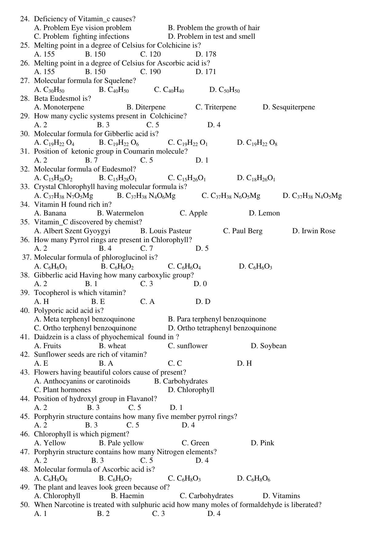 Hemchand North Gujarat University Sample Paper July-Sept 2021: M.Sc. Semester-III CH N-601 Organic Chemistry Paper Code - 5001 (Old Course) - Page 2