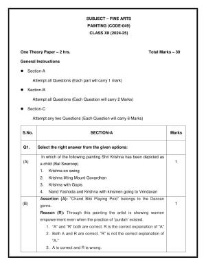 CBSE Class 12 Painting Sample Question Paper 2024-25