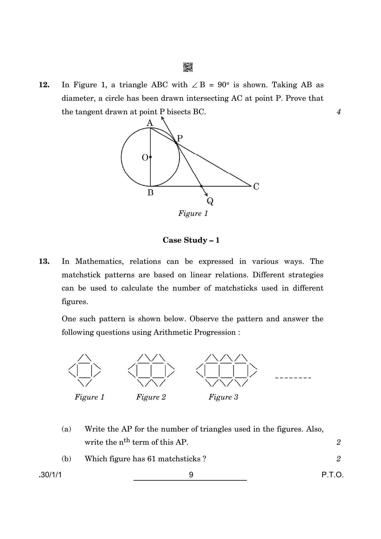 CBSE Class 10 Maths (30/1/1 - SET I) 2022 Question Paper - Page 9