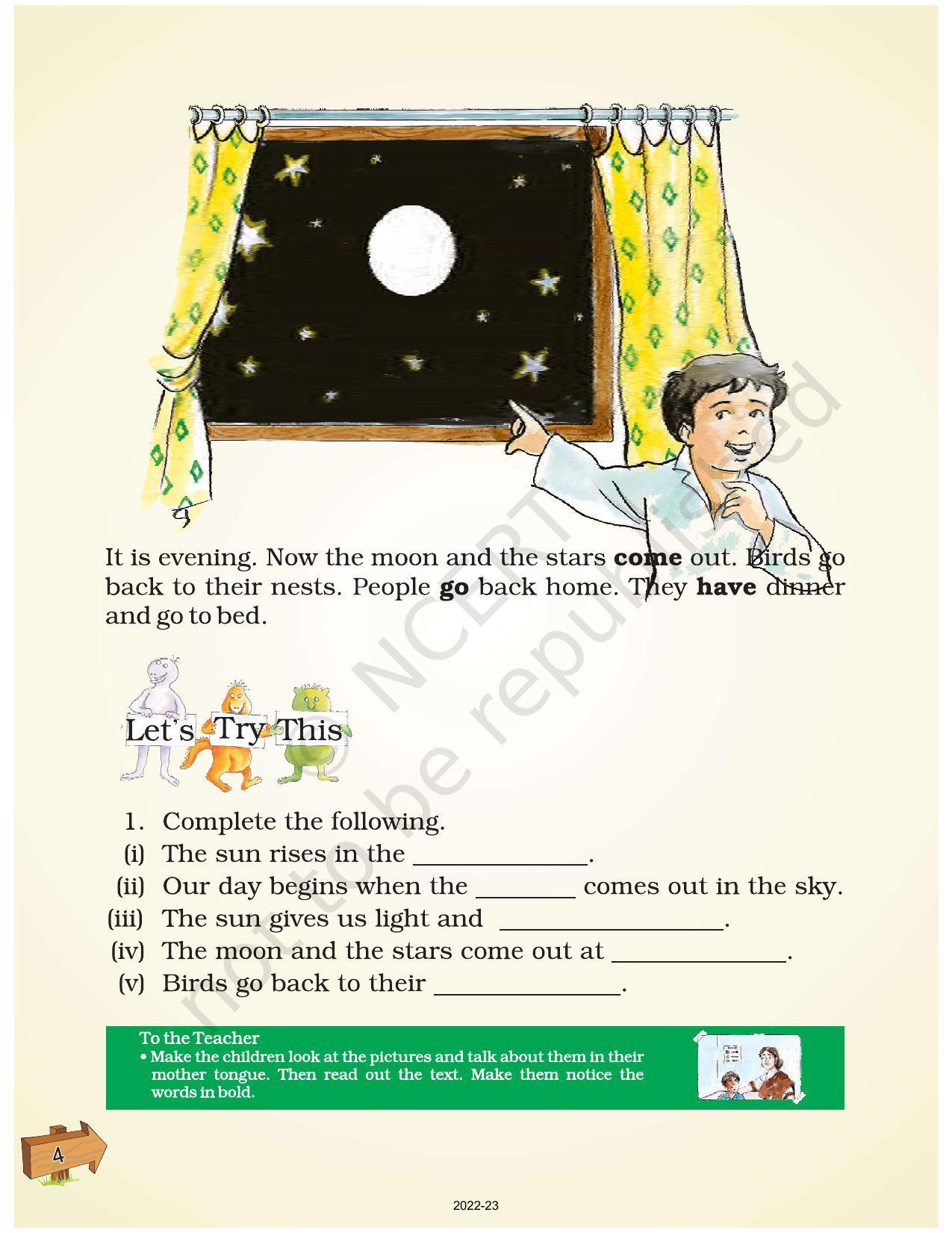 NCERT Book for Class 2 English (Raindrops):Chapter 2-Our Day - Page 2