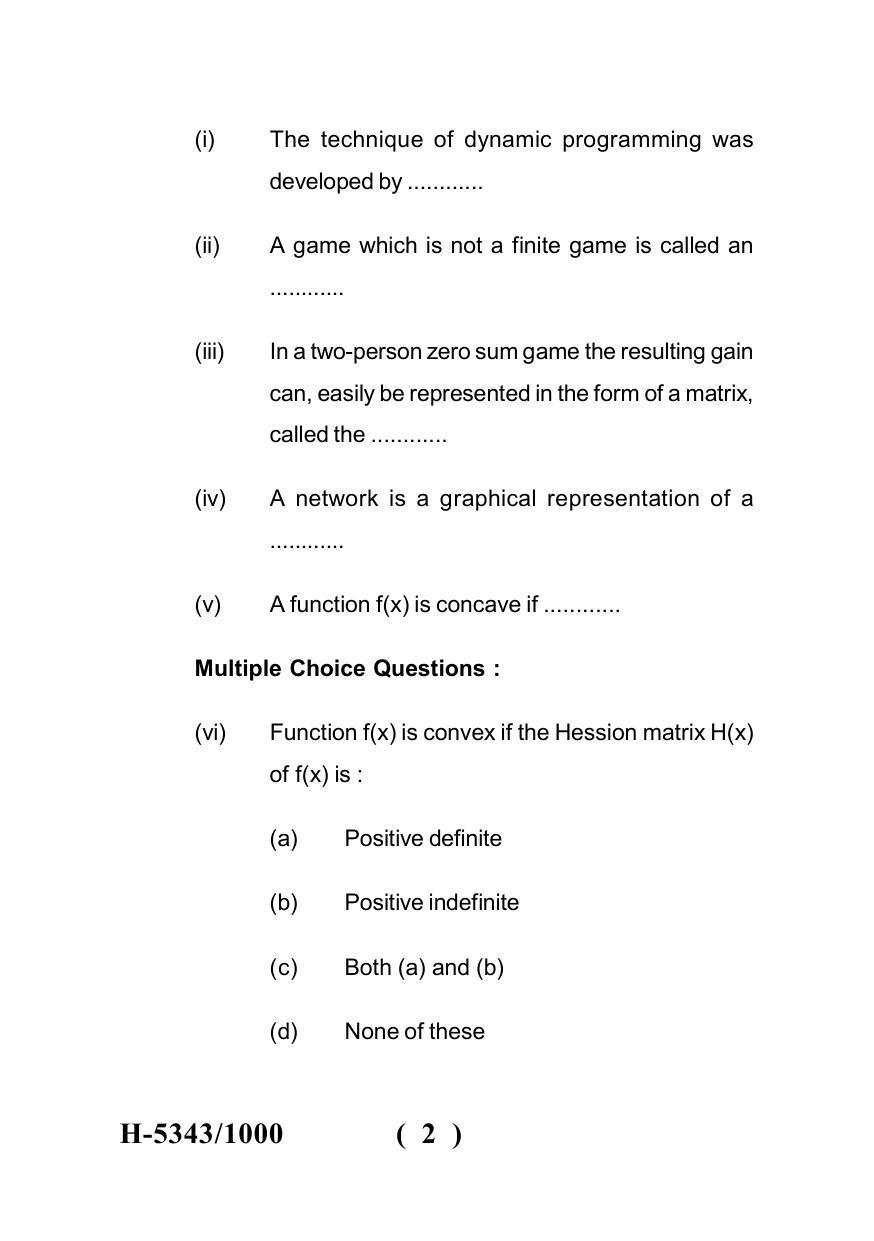 Sarguja University Question Paper July-2022 : M.Sc. In Mathematics (Fourth sem.)Operations Research (II) Paper 1 - Page 2