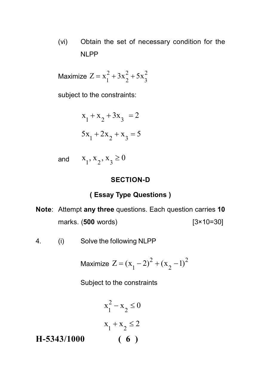 Sarguja University Question Paper July-2022 : M.Sc. In Mathematics (Fourth sem.)Operations Research (II) Paper 1 - Page 6