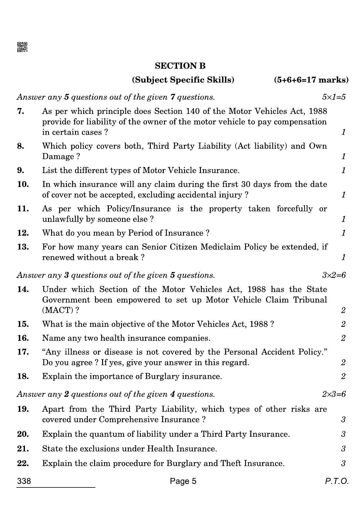 CBSE Class 12 338 Insurance 2022 Compartment Question Paper - Page 5