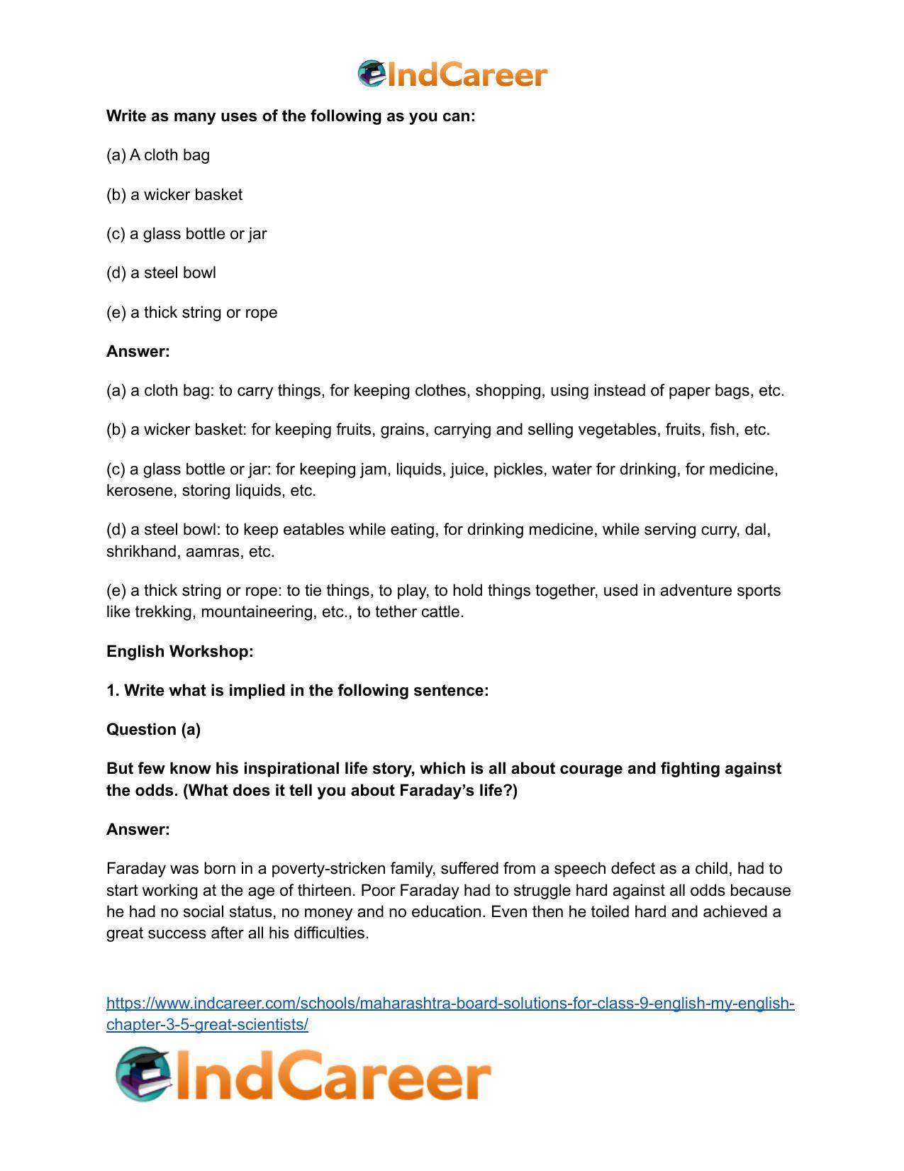 Maharashtra Board Solutions for Class 9- English (My English): Chapter 3.5- Great Scientists - Page 4