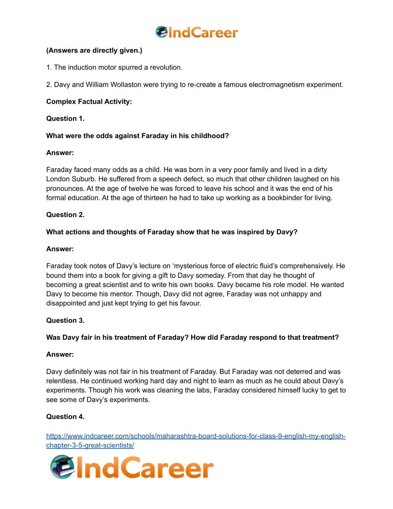 Maharashtra Board Solutions for Class 9- English (My English): Chapter 3.5- Great Scientists - Page 10