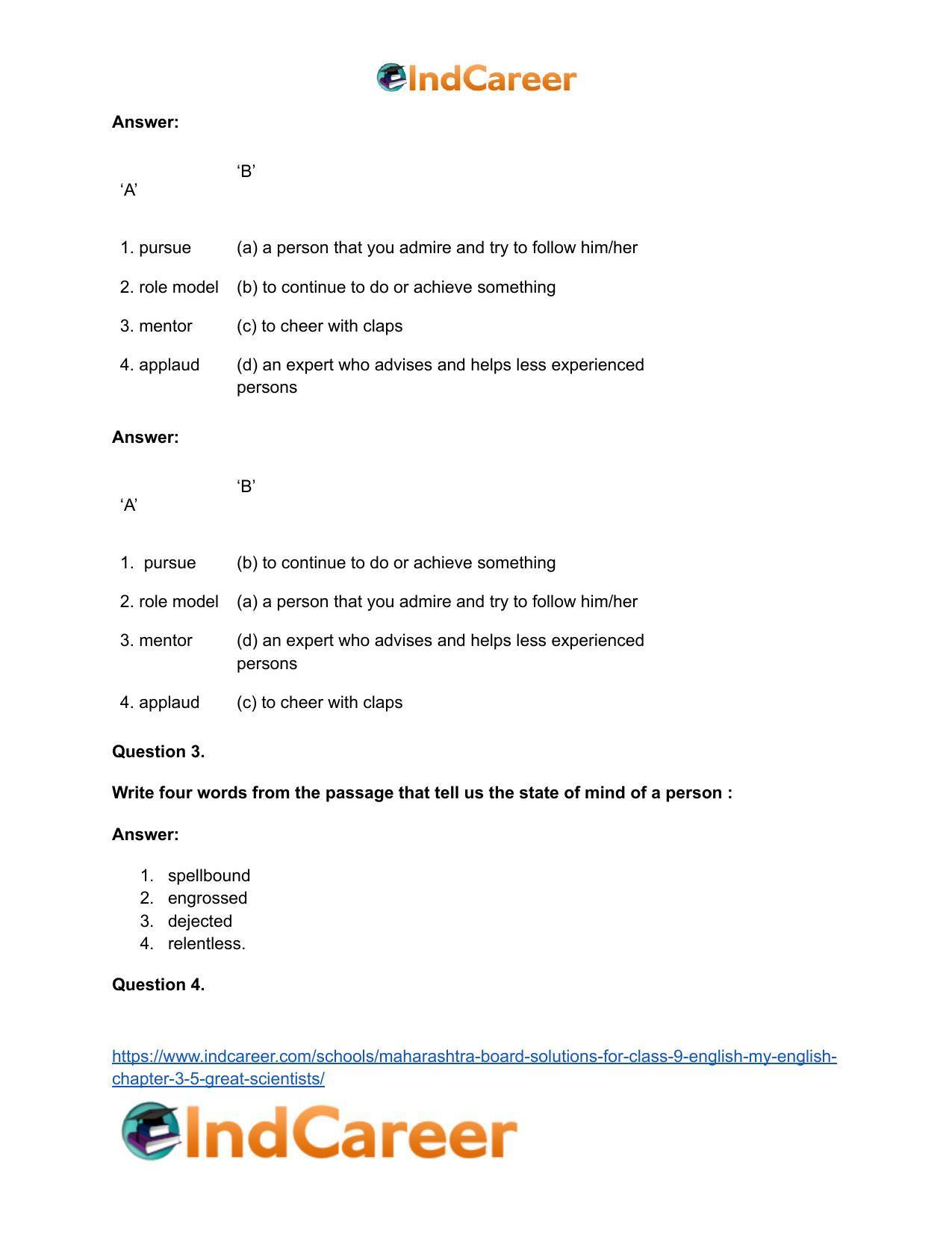Maharashtra Board Solutions for Class 9- English (My English): Chapter 3.5- Great Scientists - Page 13
