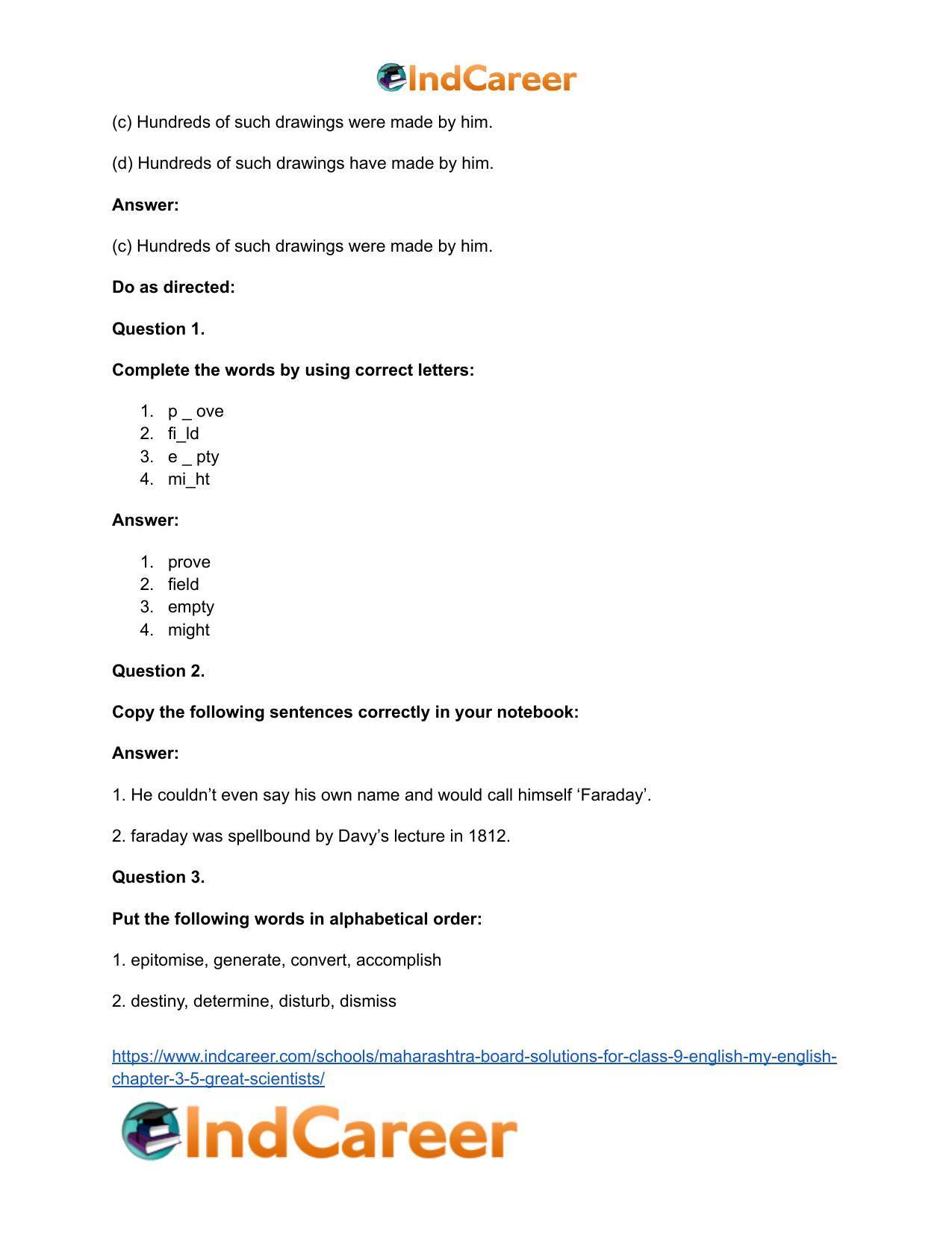 Maharashtra Board Solutions for Class 9- English (My English): Chapter 3.5- Great Scientists - Page 18