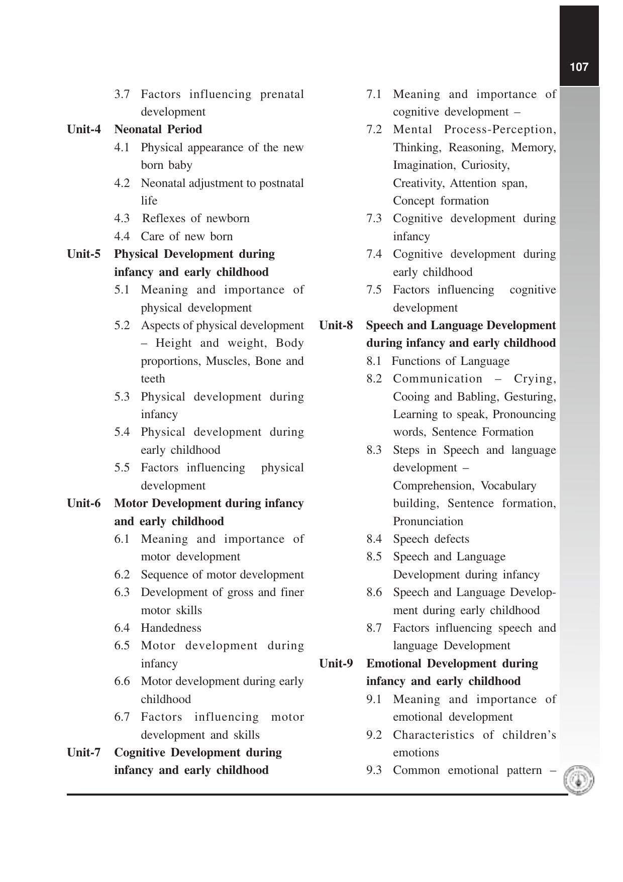 Maharashtra HSC Child Development Syllabus  - Page 2