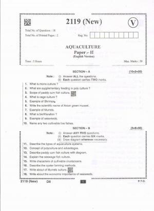 AP Intermediate 2nd Year Vocational Question Paper September-2021- Aqua_Culture(NEW)-II