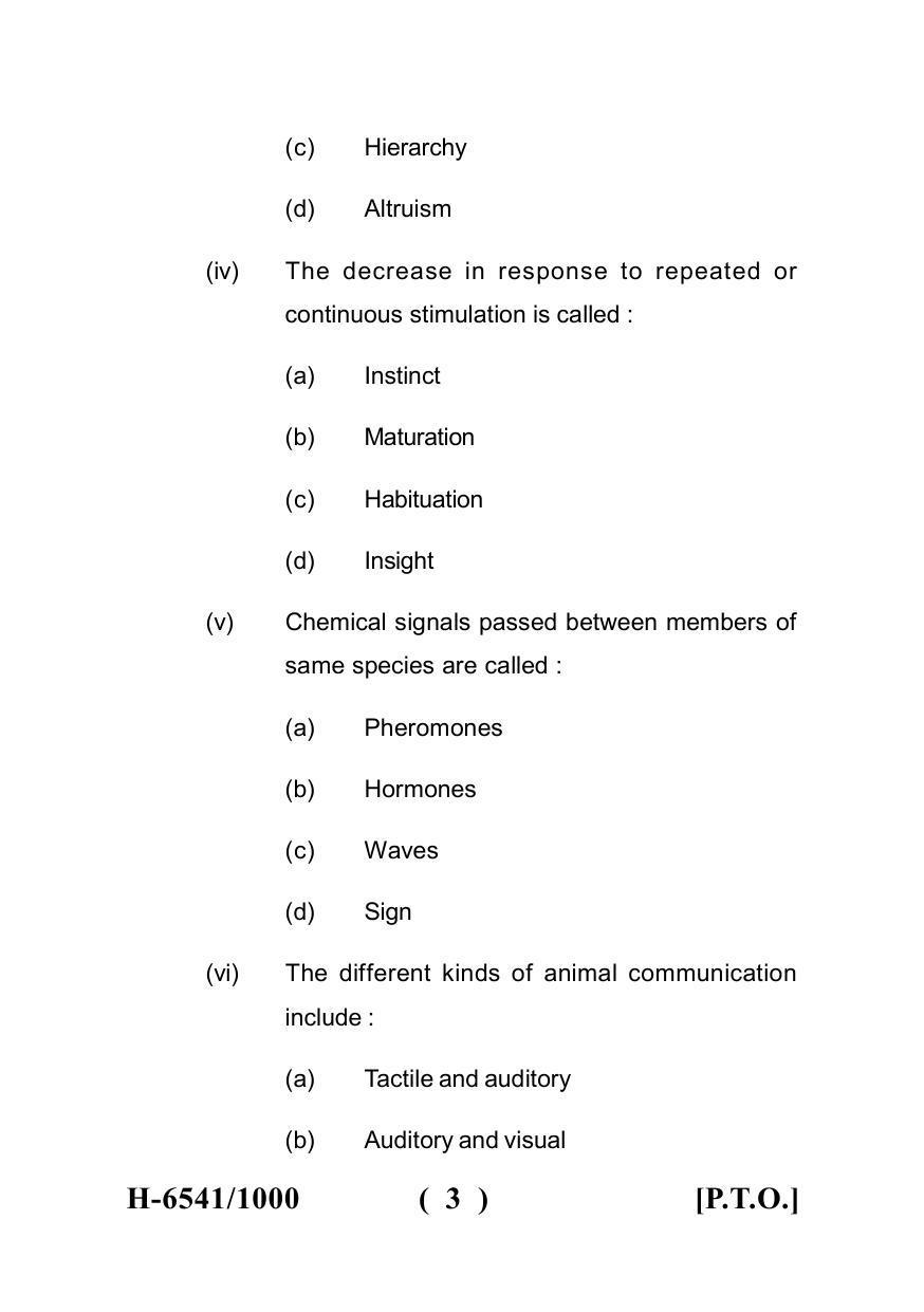 Sarguja University Question Paper July-2022 : M.Sc. In Zoology (Fourth sem.) Animal Behaviour Paper 1 - Page 3
