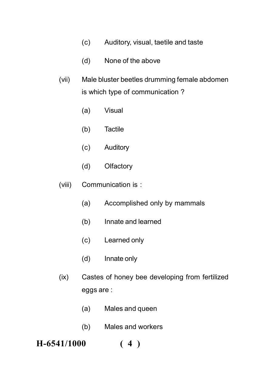 Sarguja University Question Paper July-2022 : M.Sc. In Zoology (Fourth sem.) Animal Behaviour Paper 1 - Page 4