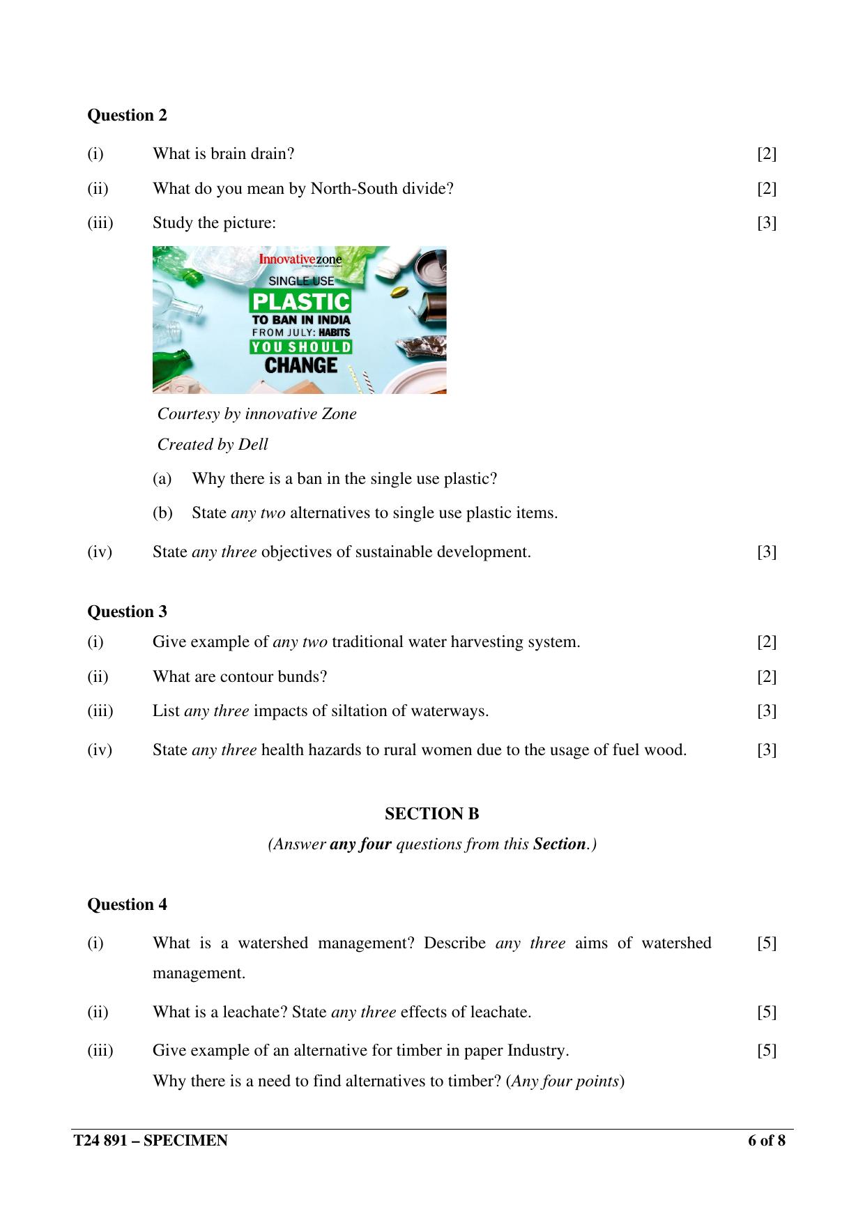 ICSE Class 10 2024 ENVIRONMENTAL APPLICATIONS Sample Paper - Page 6