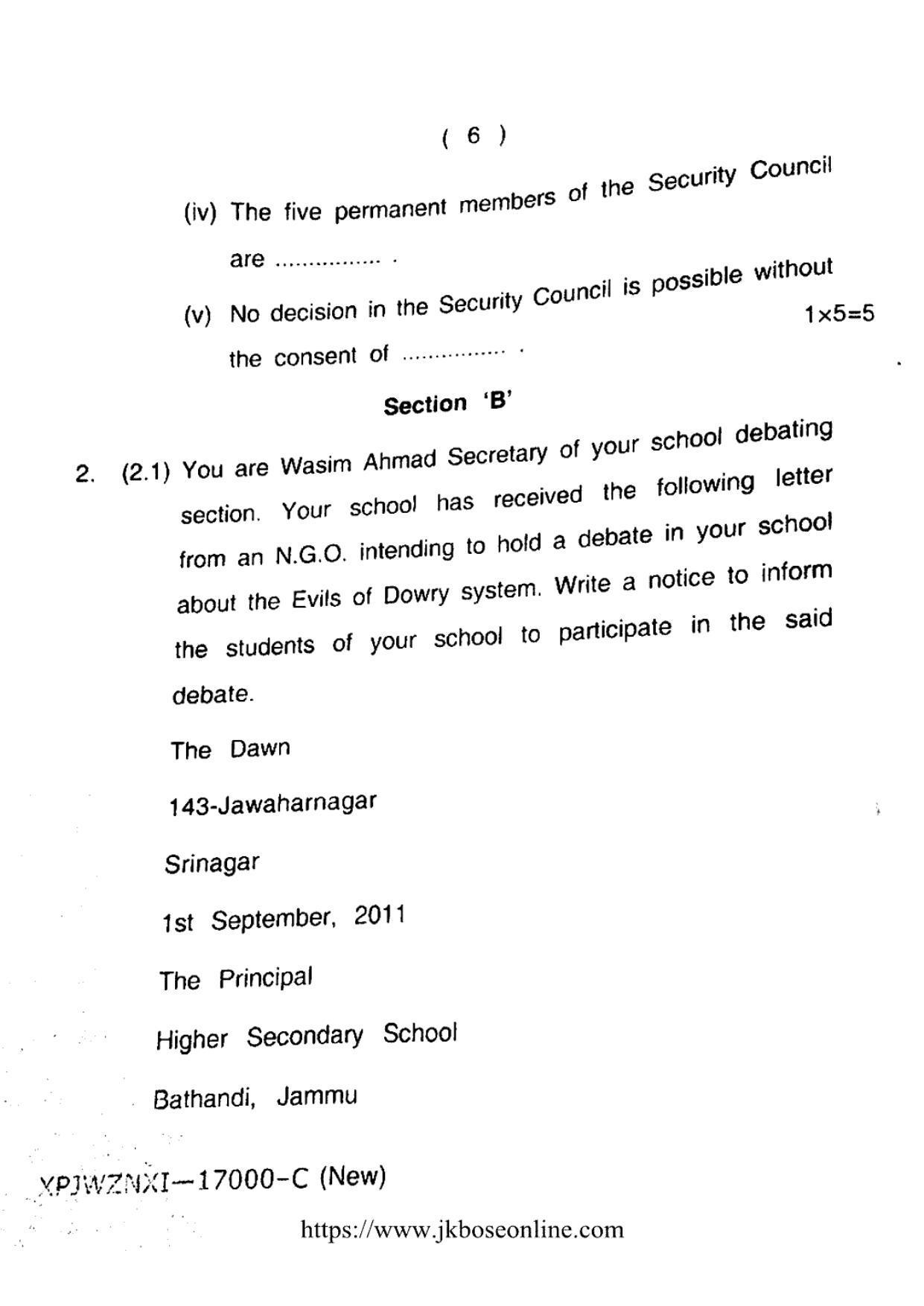 JKBOSE CLASS 10 English 66000-B 2013 - Page 6